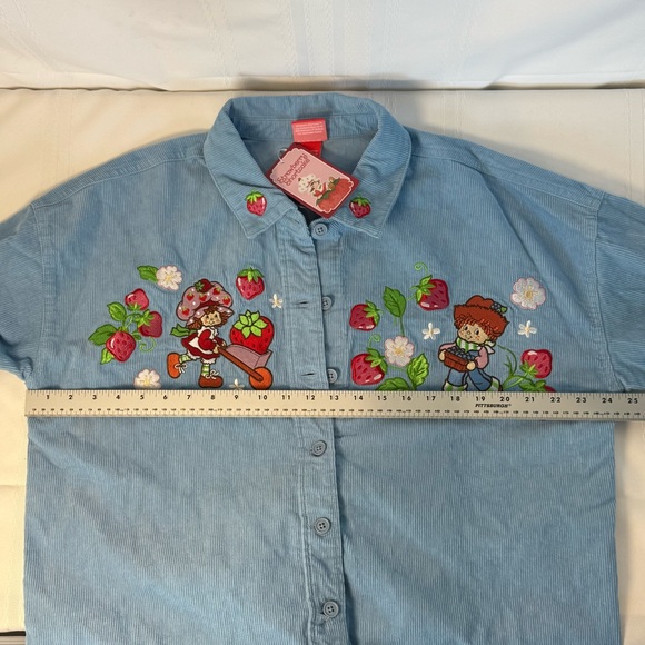 Strawberry Shortcake Embroidered Shacket Size Large BoxLunch Exclusive Corduroy - Picture 10 of 14